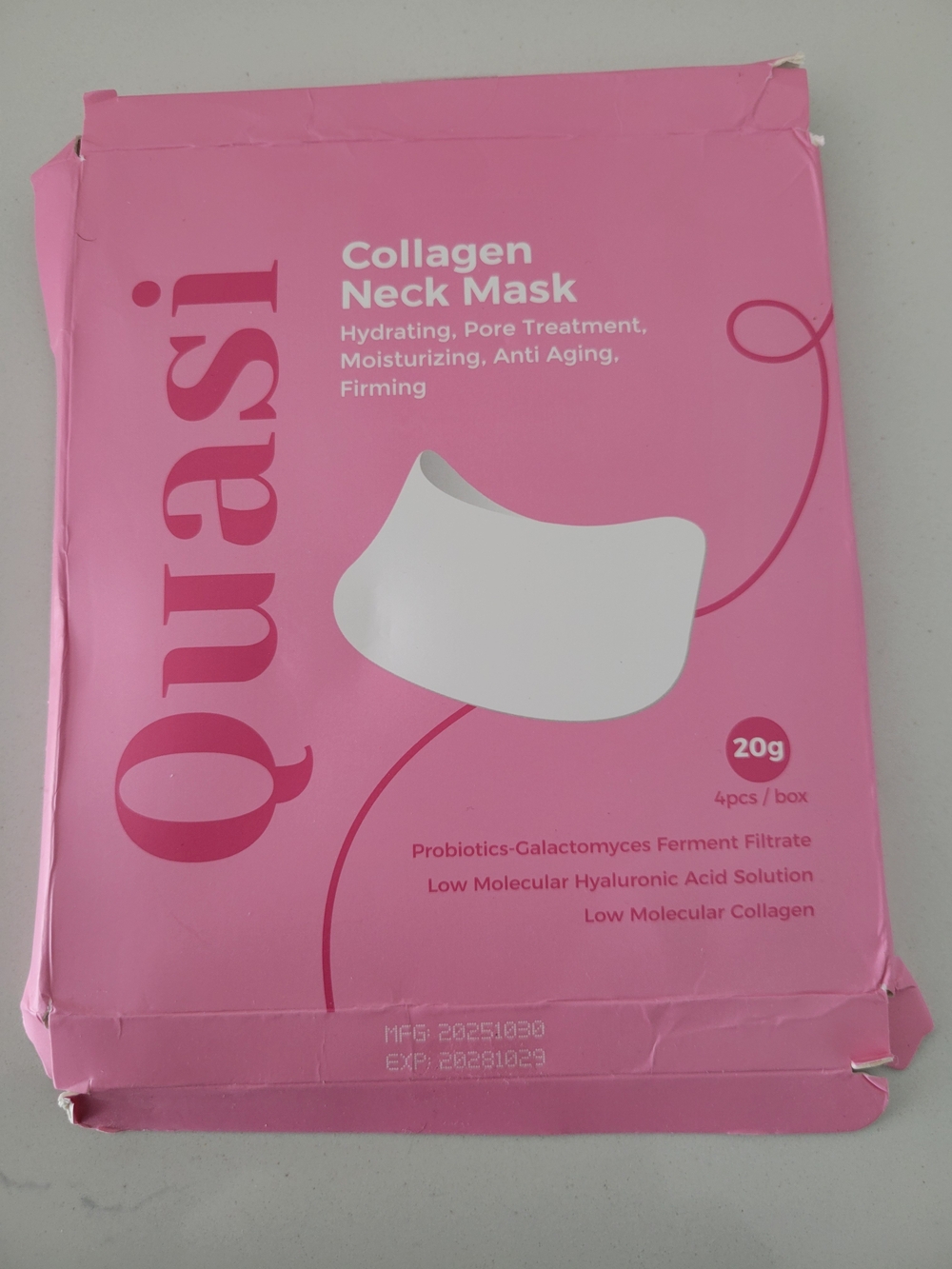 Collagen Neck Mask — Hydrating Pink Neck Treatment - 4 Pack.